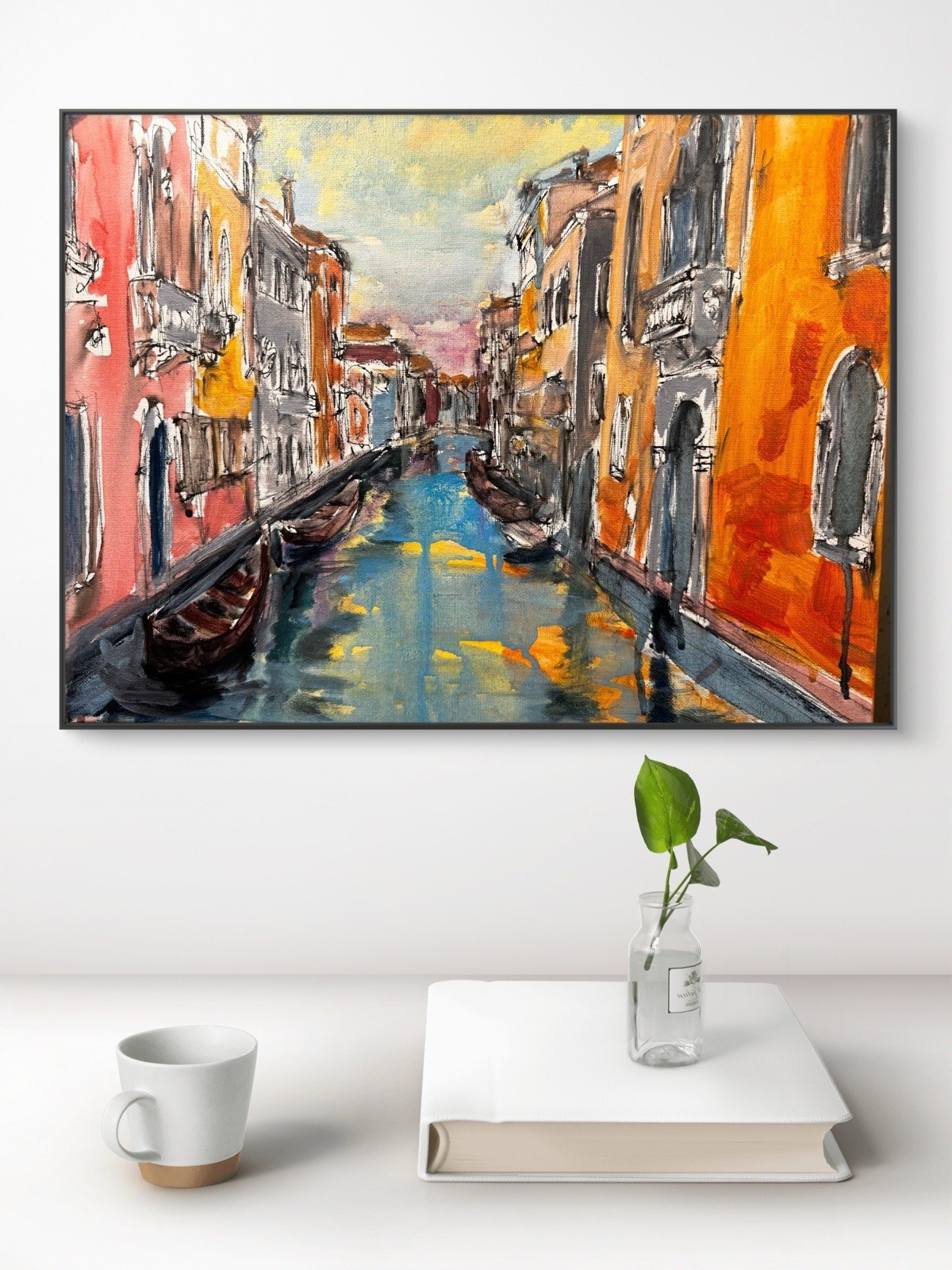 SAMATOWIC Original Abstract Venice Canal 12×16 Expressionism Signed Wall Art 541