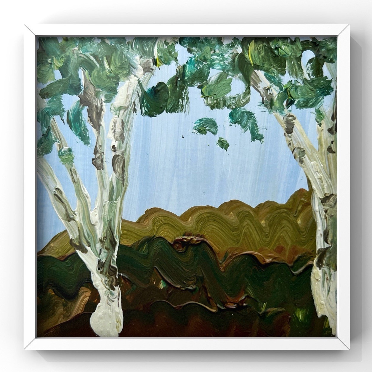 Green Mountain National Forest Birch Tree Painting for Classic Farmhouse Homes