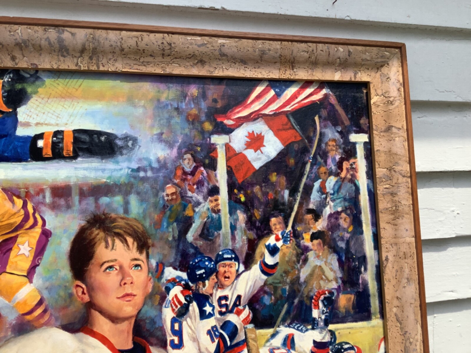 Large Original Clemente Micarelli 1929-2008 Hockey Oil Painting 26″x 33″