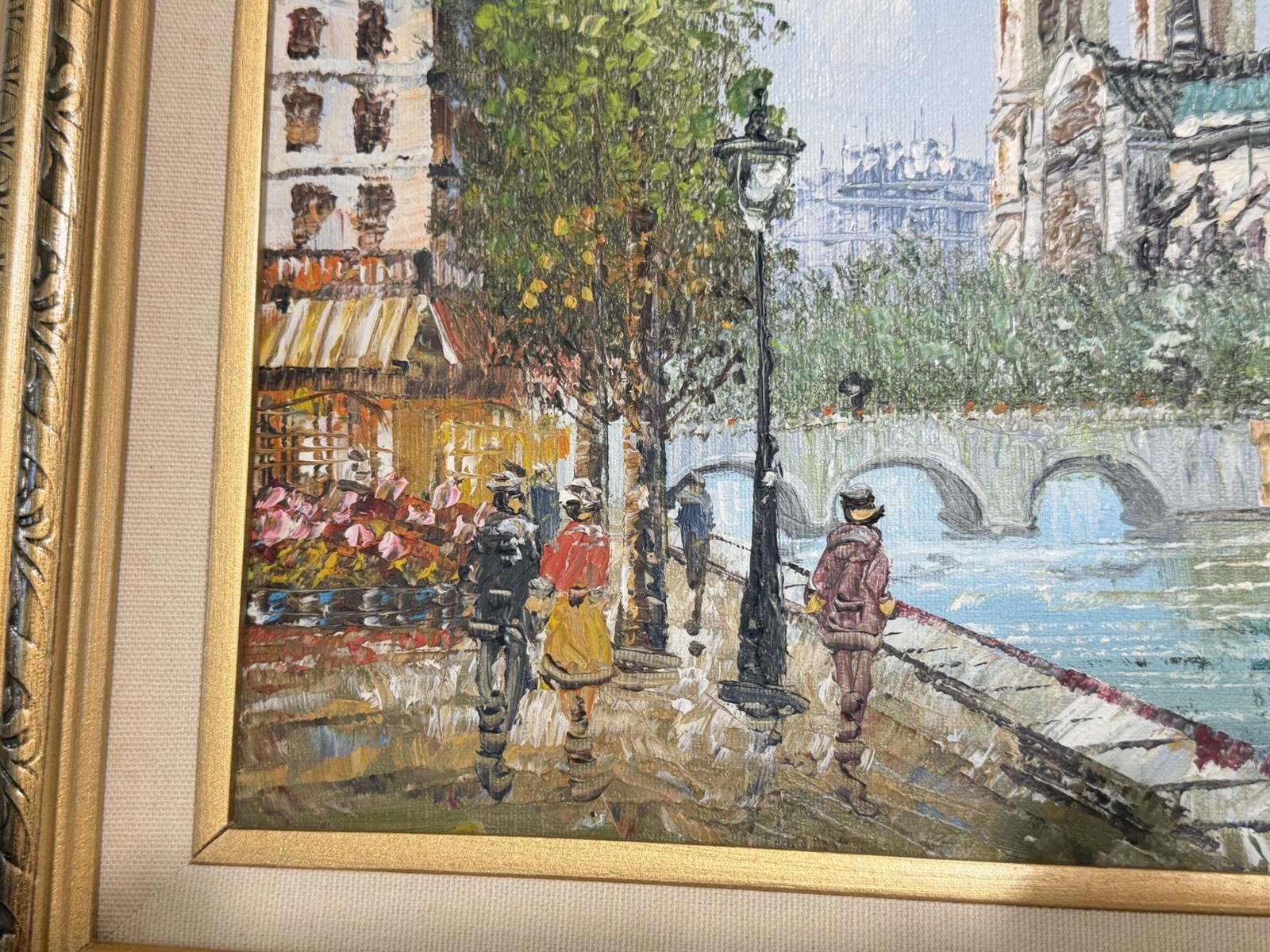 Impressionist Paris Scene Painting Caroline Burnett Gilt Frame