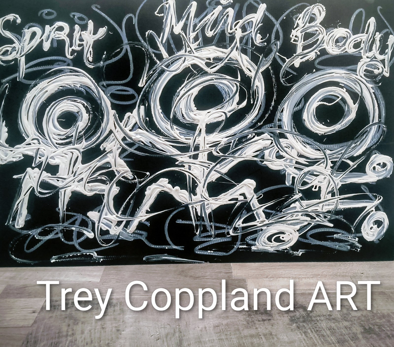 Trey Coppland, Mind Body Spirit Abstract Acrylic, Cardboard, 20×30 in, 2026, Si…