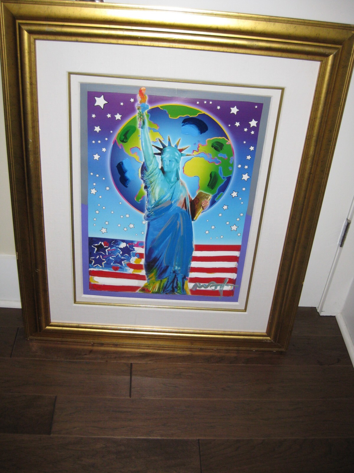 Peter Max Peace on Earth , Original Mixed Media w/Acrylic, Patriotic Series