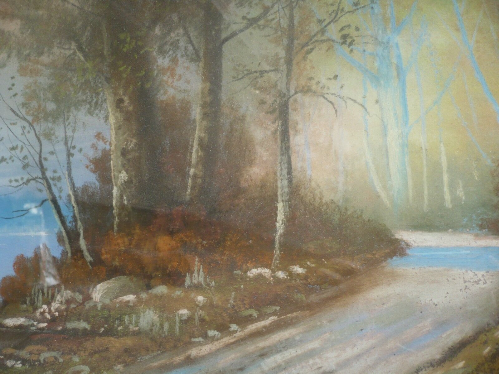 ALBERT GLATTHAAR LISTED PASTEL IMPRESSIONIST LANDSCAPE RIVER ROAD BEAUTY ANTIQUE