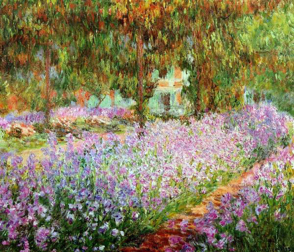 Claude Monet Irises in Monet’s Garden Handmade Oil Painting repro 20″x24″