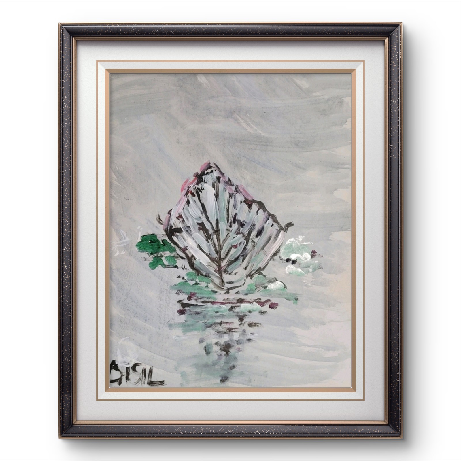 Abstract Expressionist Original Painting Canvas, Boat In Water