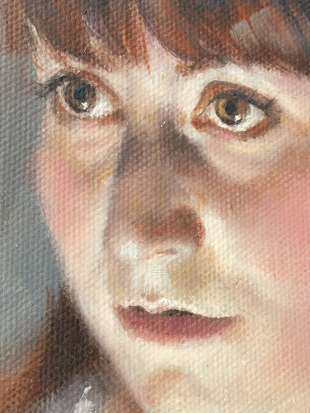 JA Contemporary VTG Modern Realism Luminous Female Portrait Figurative Painting