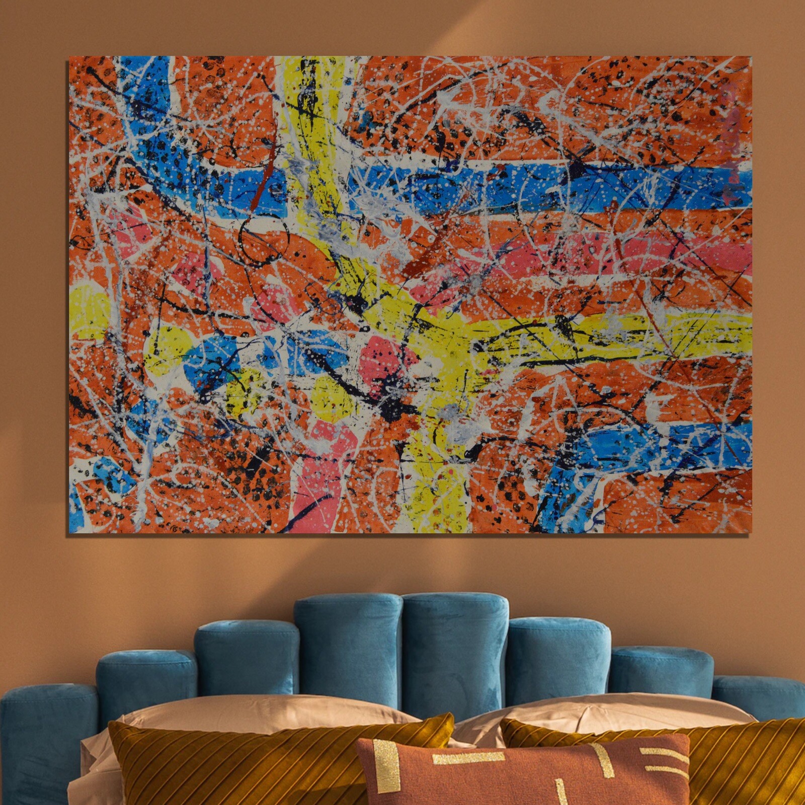 64”X44” Mark Little original canvas ￼painting OOAC Acrylic,Abstract, Action XL