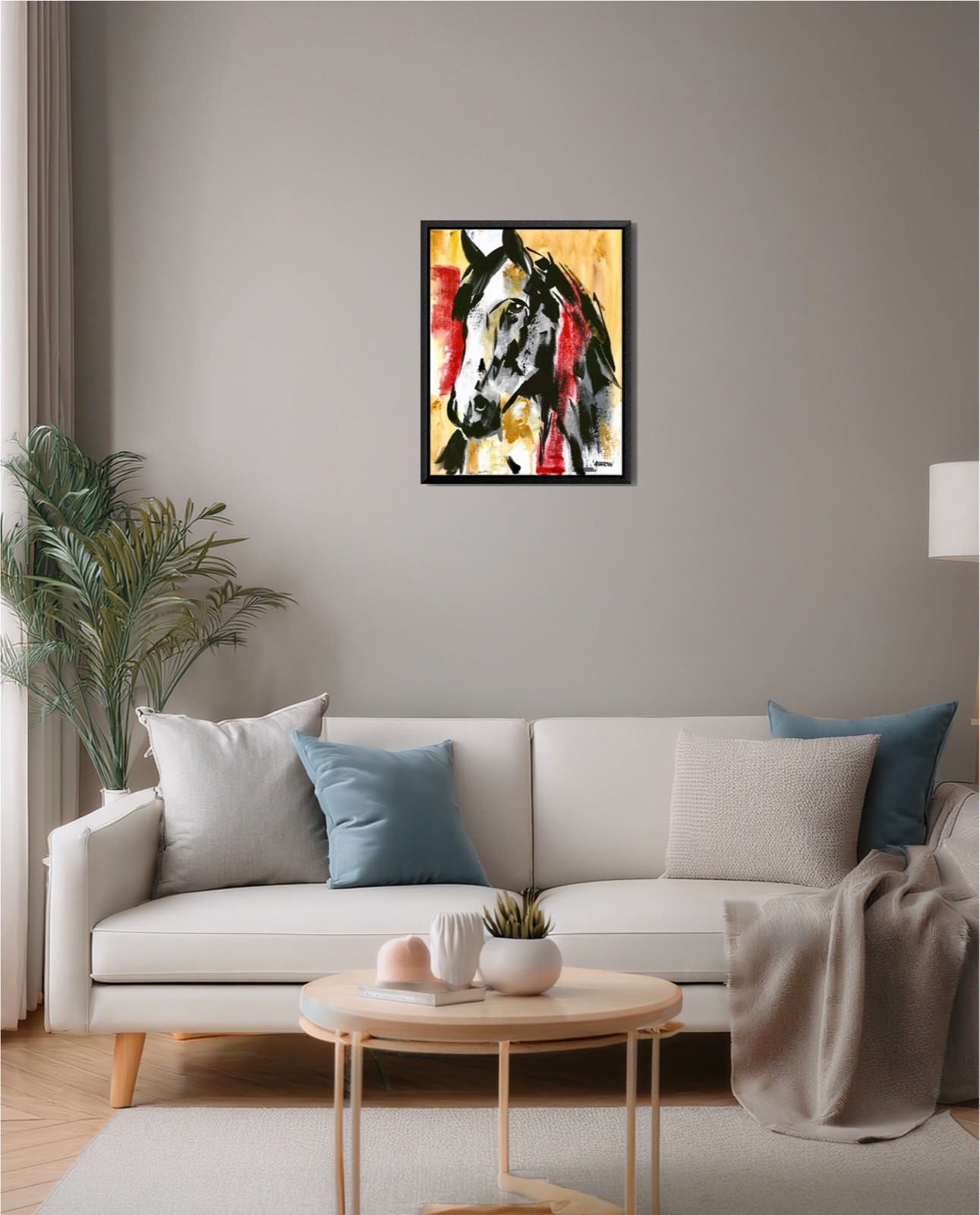 Atherton 11×14 Original Horse Abstract Acrylic Painting «3 Quarter Horse» signed