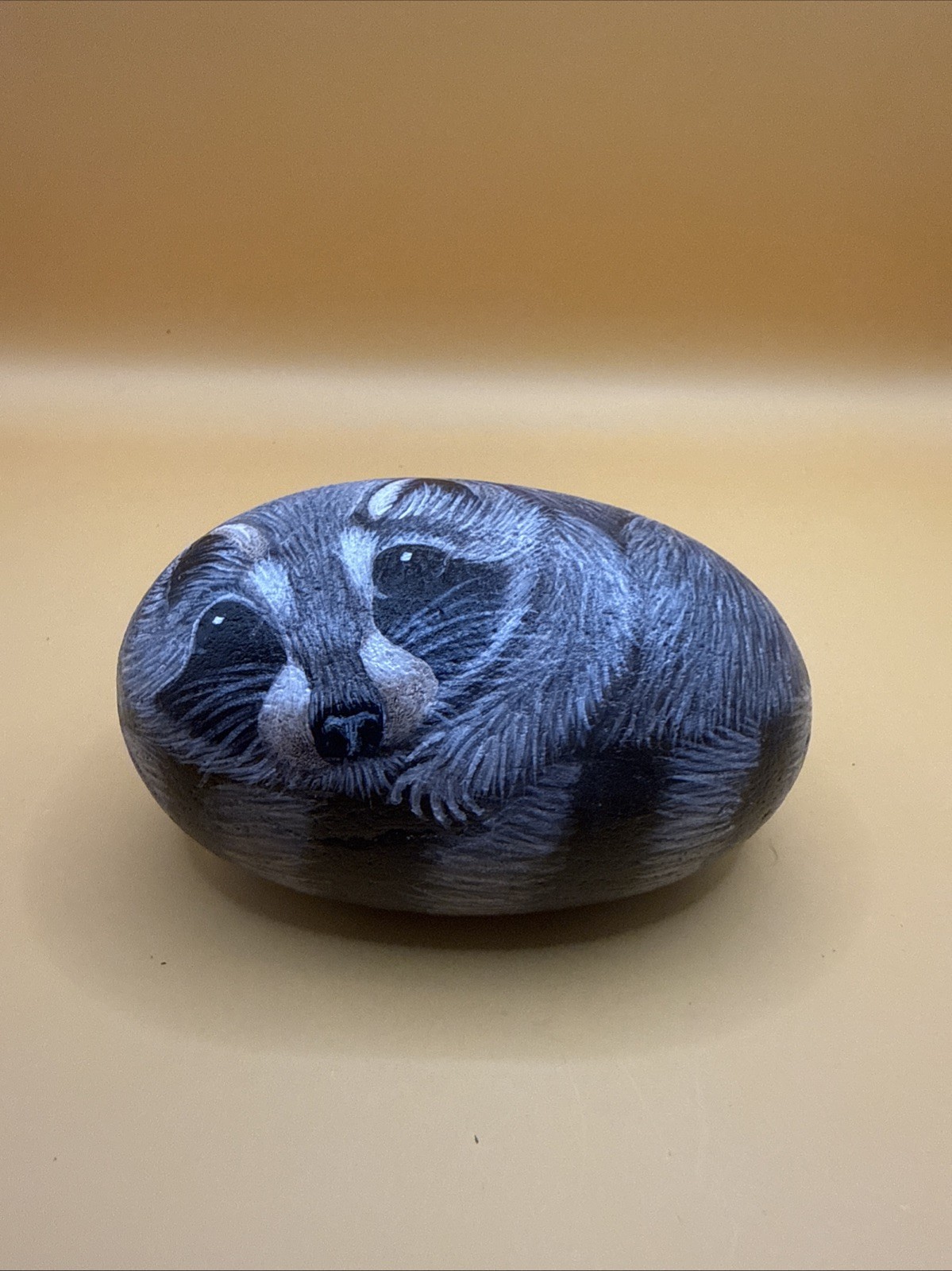 Raccoon Rock Art By Susan Reib. Paperweight Size. Beautiful For Home Or Office.