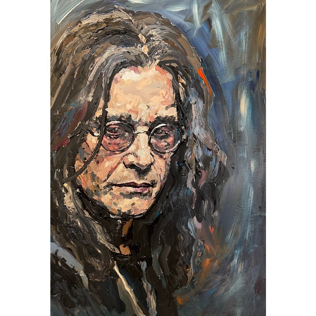 ORIGINAL Impasto Portrait Ozzy Osbourne Music Acrylic Painting Music Art 19″