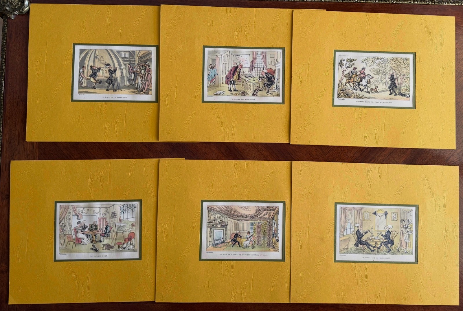 Antique / Vintage Cartoon Engravings Enhanced with Watercolor, Lot of (16)