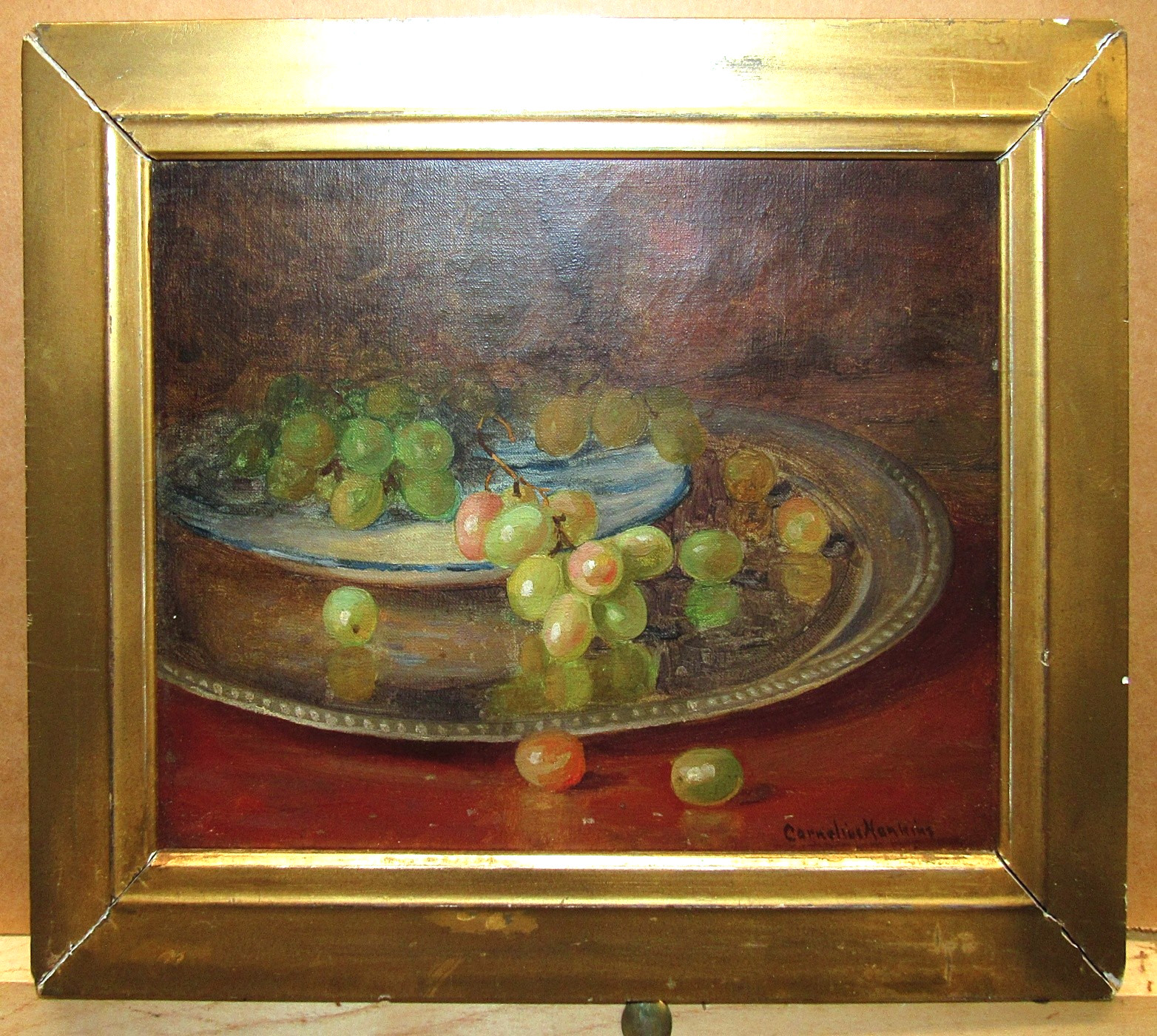 Cornelius Hankins 1890s Still Life with Grapes Listed Tennessee Virginia Artist