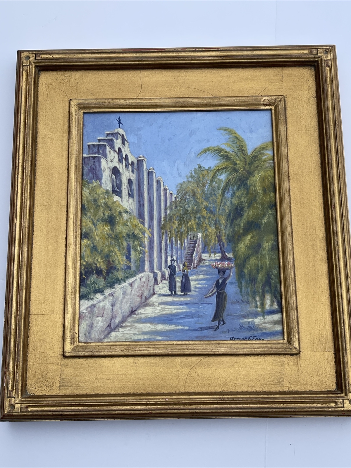 American Landscape Painting Mission San Gabriel By George Fay 1910’s Antique Oil