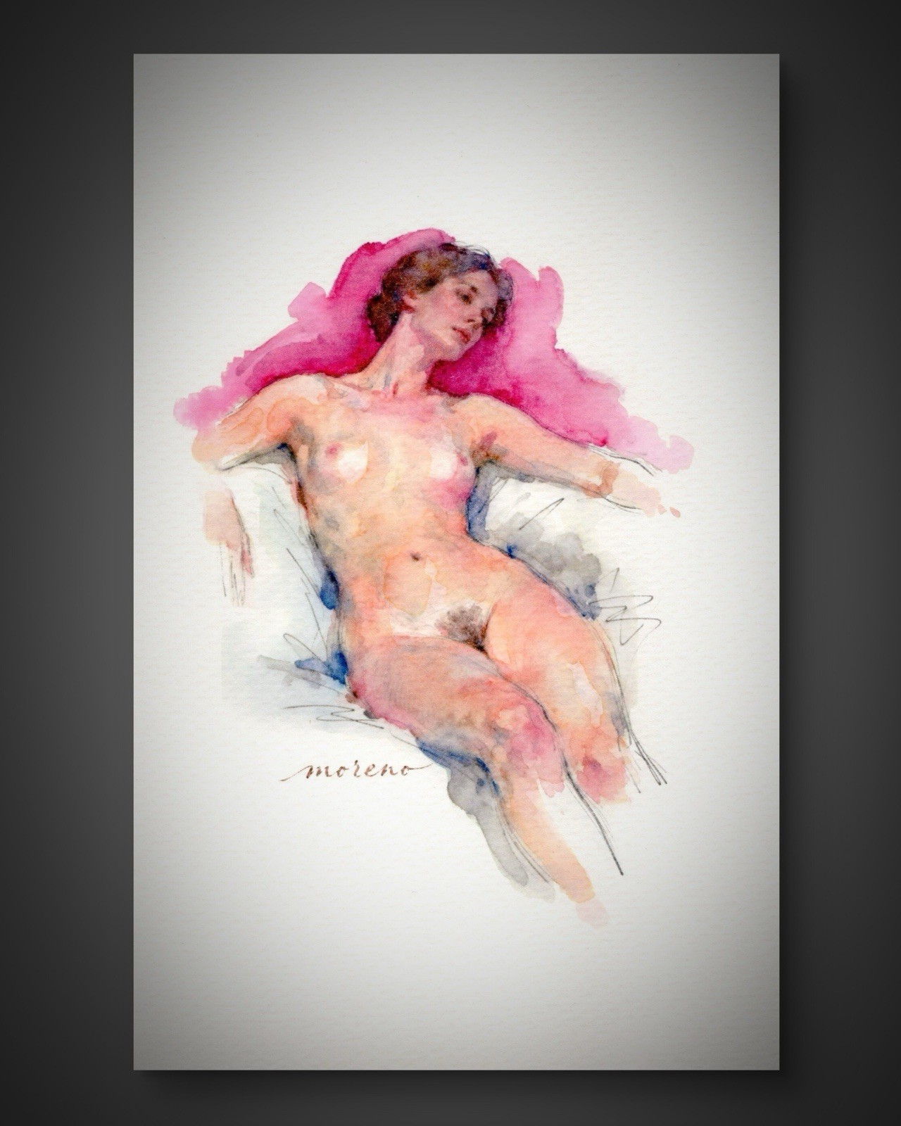 Original Female Figure Portrait Classical Painting 5.5×8.5 Book page