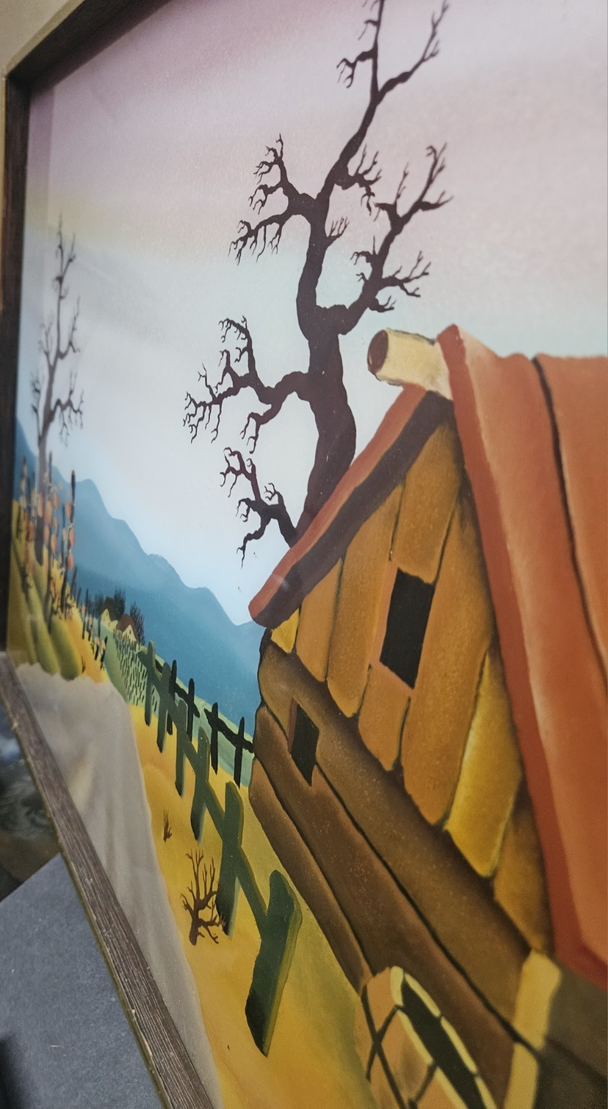 Branko Paradis 1971 Original Reverse Glass Painting Signed Naive Folk Art