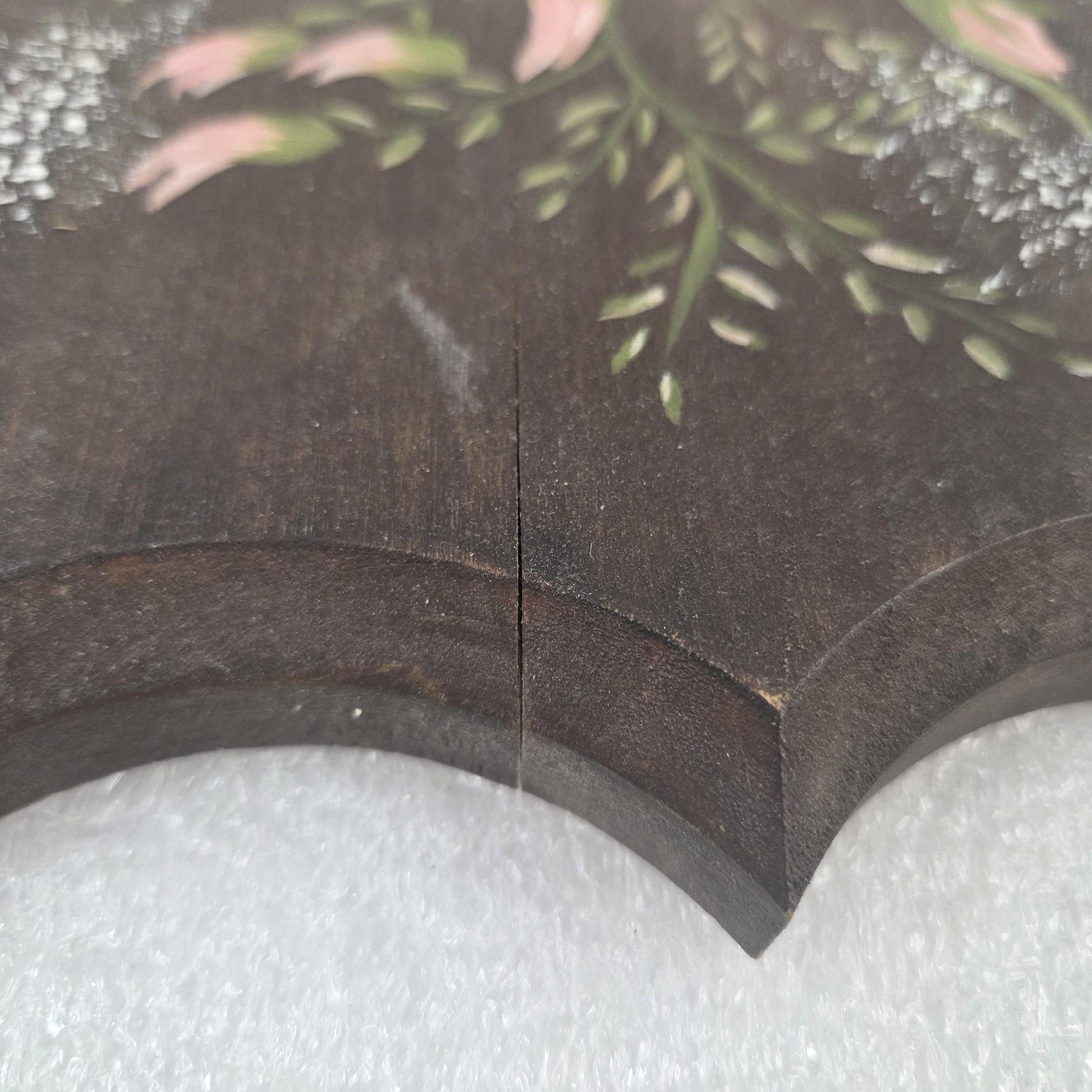 Vintage 1987 Caroline De Mars Hand Painted Floral Wood Plaque Signed Tole USA