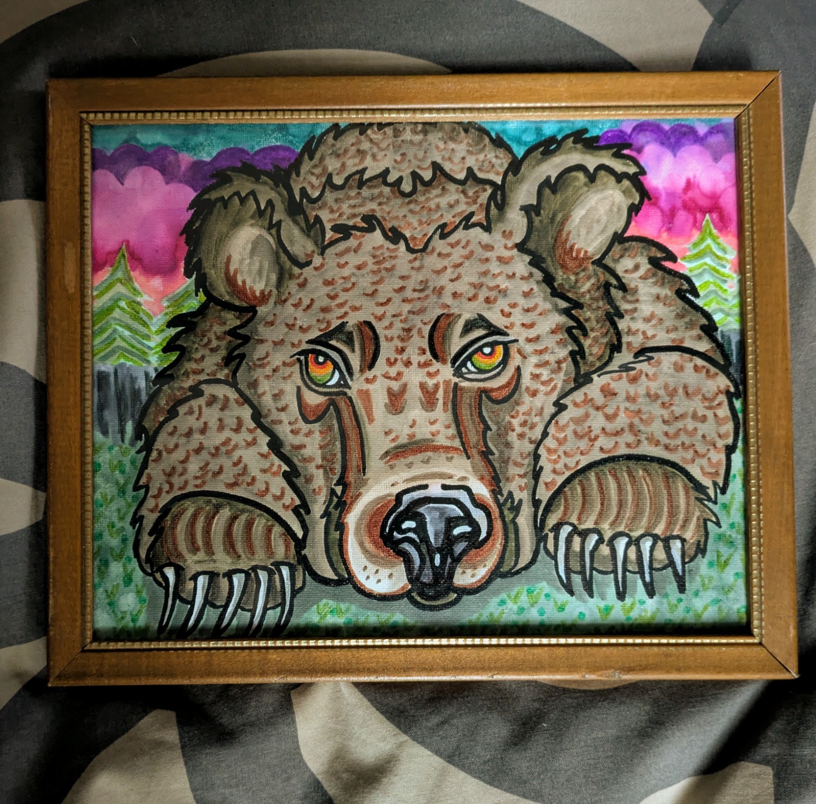 Original Artwork In A 70’s Vintage Frame With Glass.