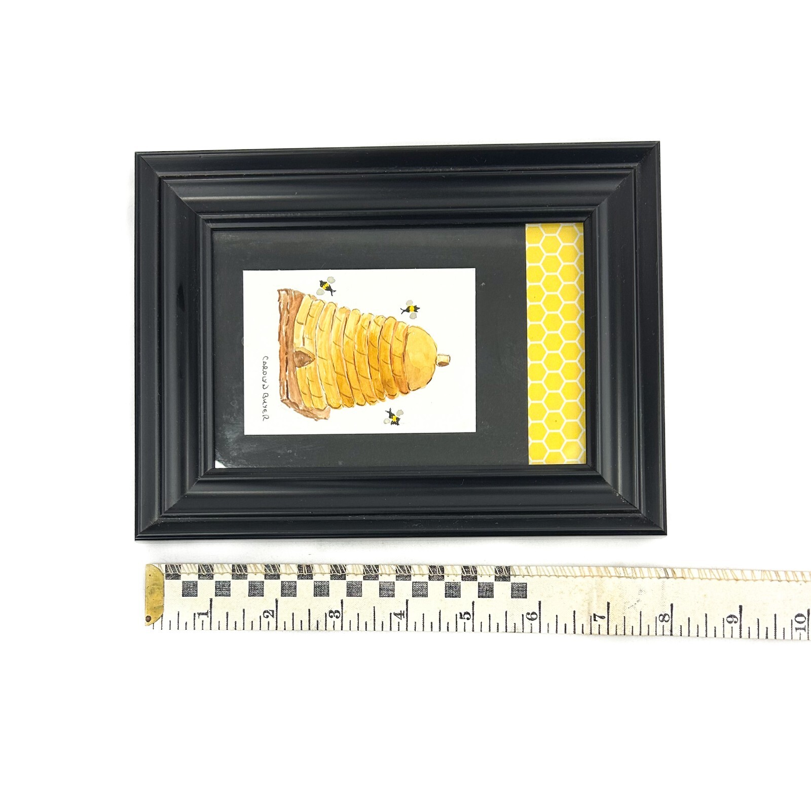Original Honey Bee Beehive Framed Watercolor, Signed by PA Artist Carolyn Buyer