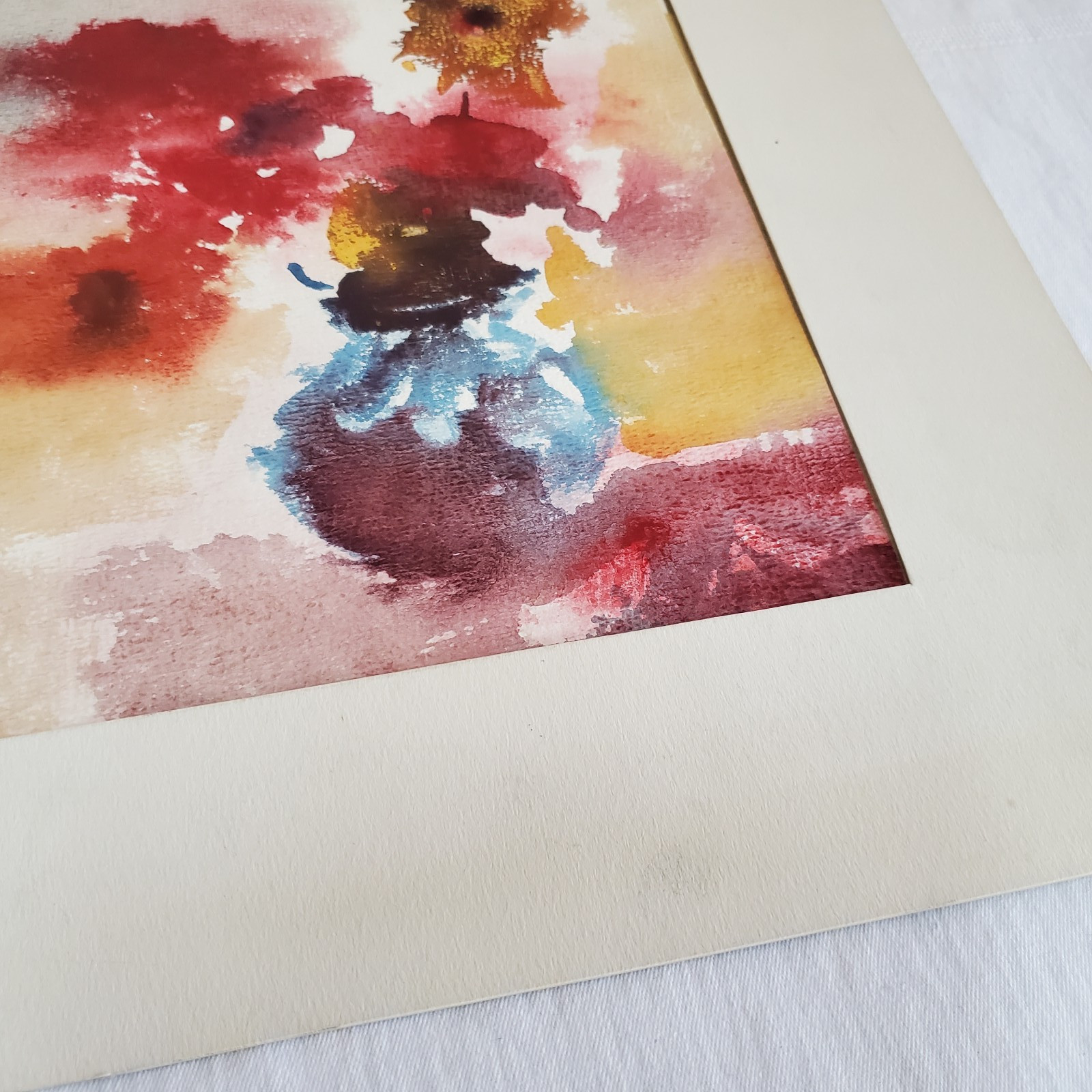 Vintage Watercolor Flowers Painting Gorgeous Original One of A Kind OOAK Art MCM