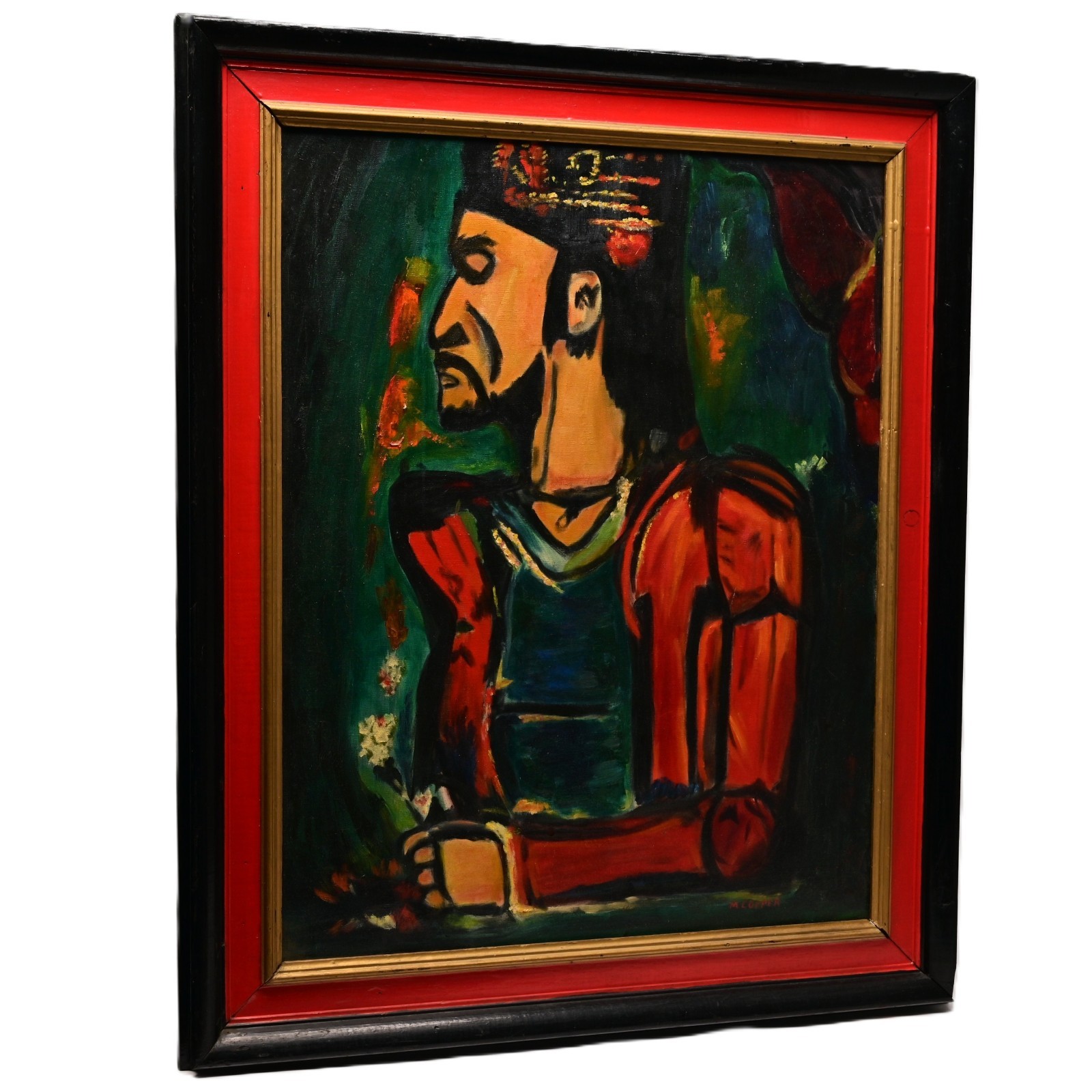 COOPER Original Vintage Signed Georges Rouault Old King Portrait Oil Painting