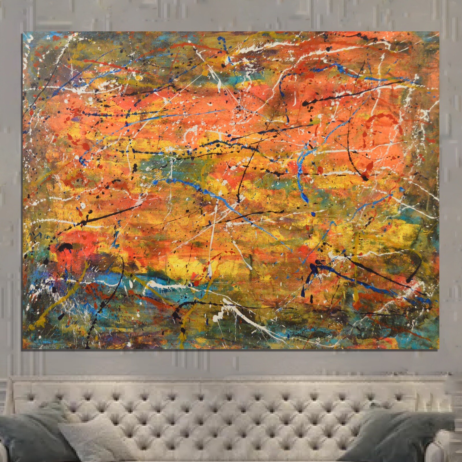 Pollock/Richter style￼ Professional Painting 81” X 62”(6ft 9in)Abstract Modern