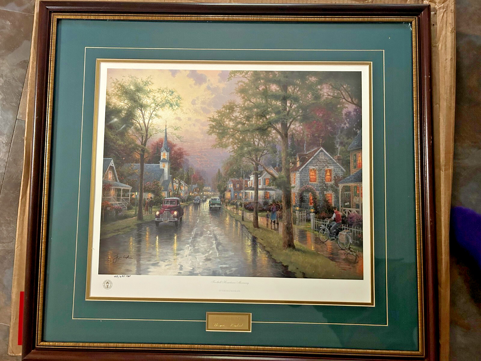 RARE Thomas Kinkade “Foothill Hometown Morning” Print W/Cert & Stamped,Signed !!