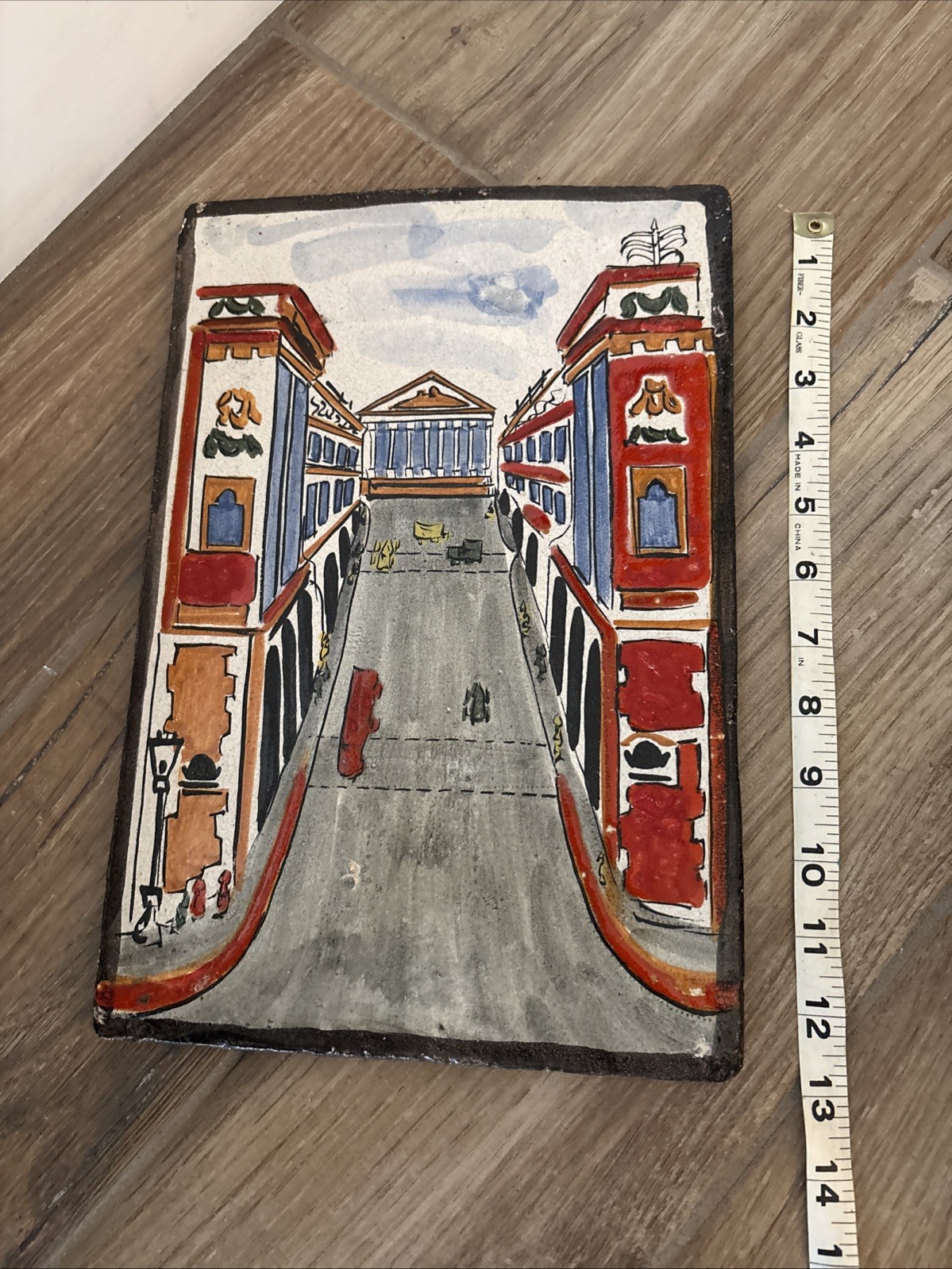 Vintage painting «italy» On Stone- Heavy 13″ x 9″