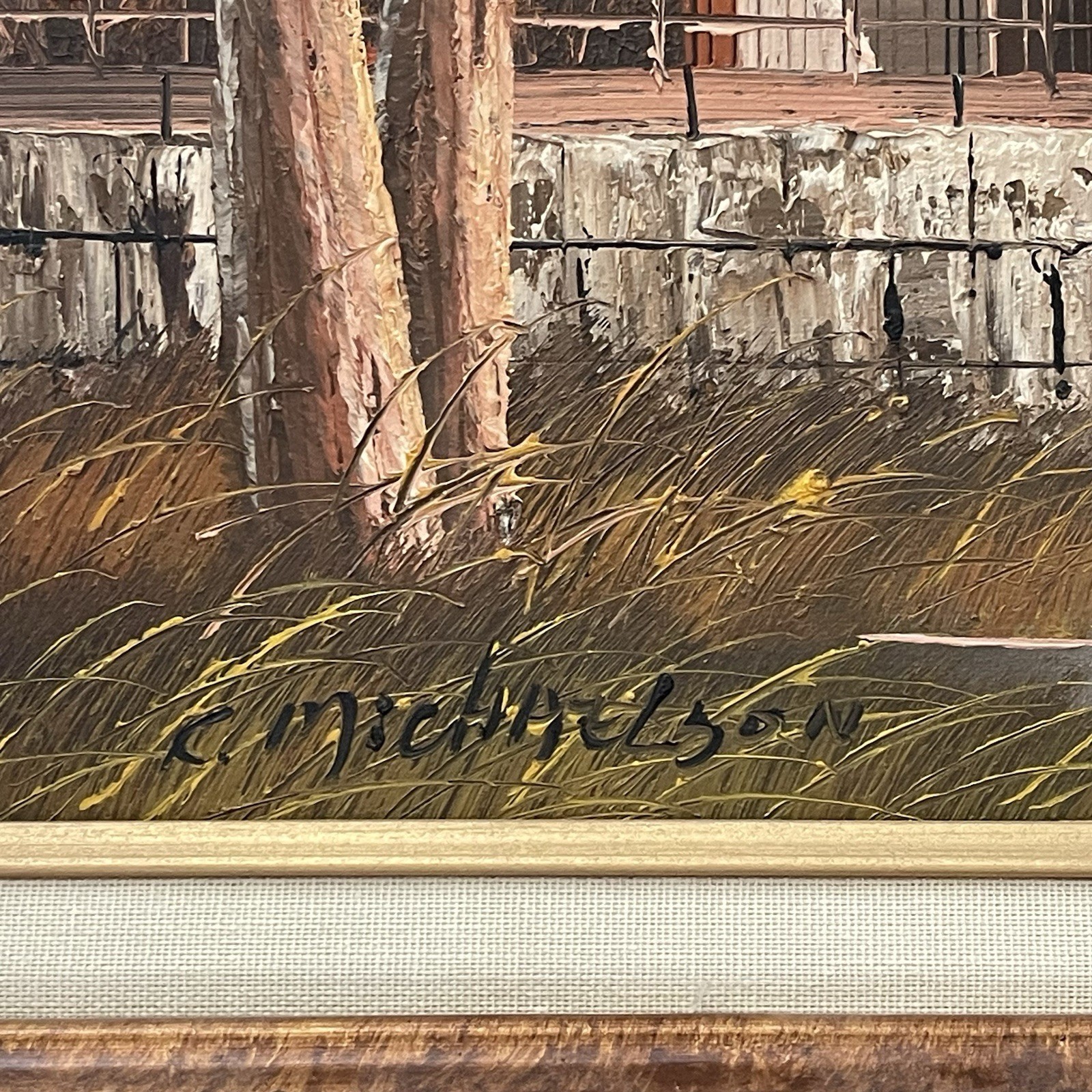 K. Michaelson (20th Century) Covered Bridge Landscape Original Oil Painting