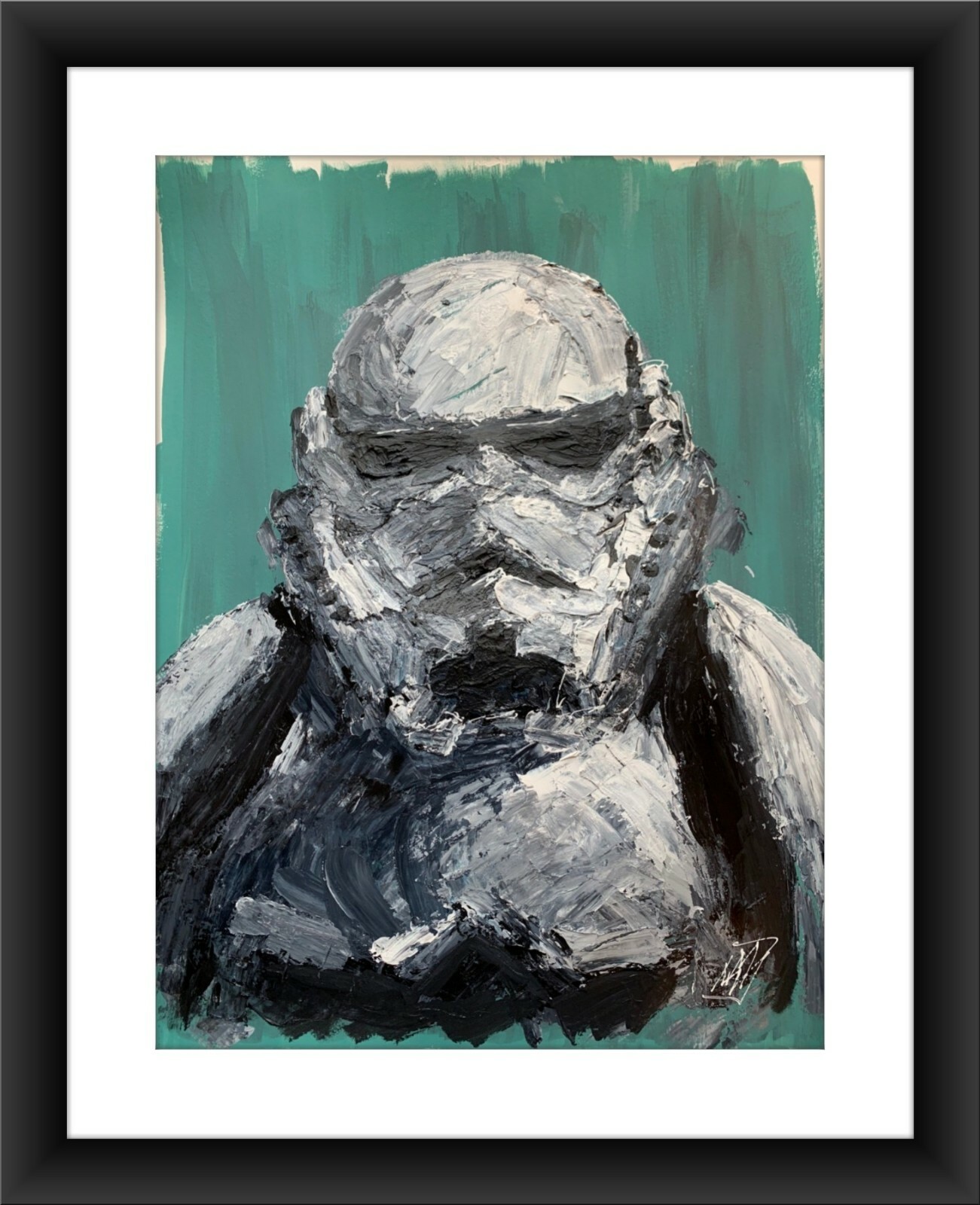 Original Abstract Stormtrooper Star Wars Portrait Palette Knife Painting Art 24″