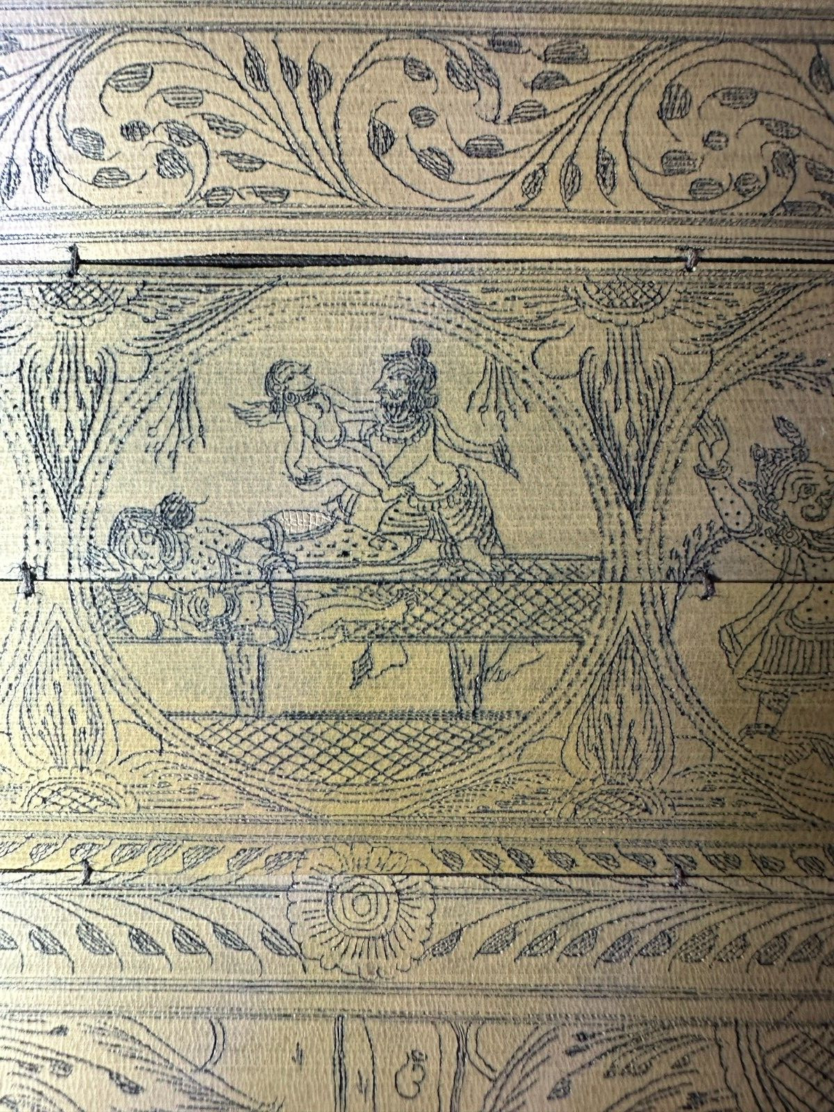Tala Pattachitra Original Handmade Palm Leaf Engraving Framed Matted 20″ x 26″