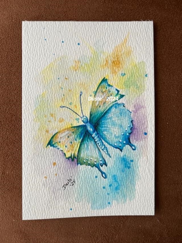 #039 Orginal Painted Watercolor Butterfly 4″ x 6″ Unframed Signed by MsDuste’