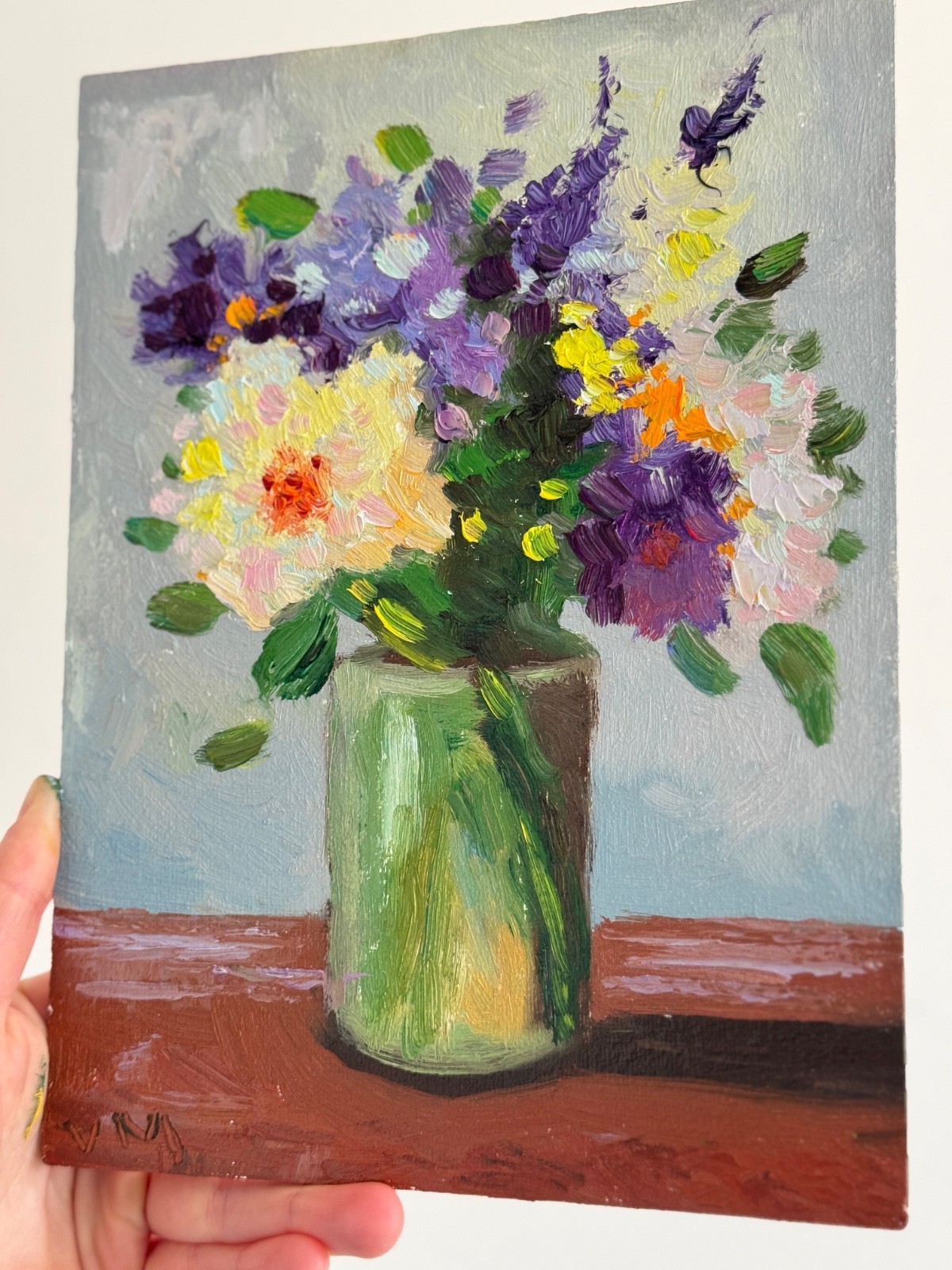 Original Oil Painting Flowers Canvas Impasto Floral Still Life Art Decor Signed
