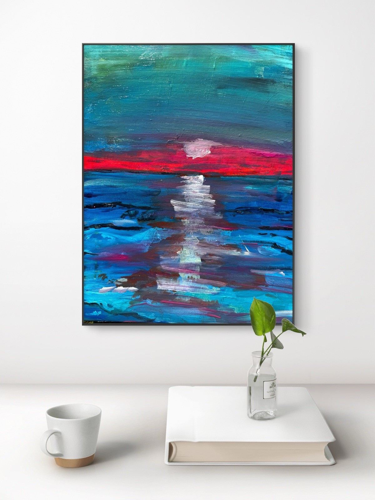 SAMATOWIC Original Abstract 11×14 Sunset Hand Painted Signed Wall Art Decor 269