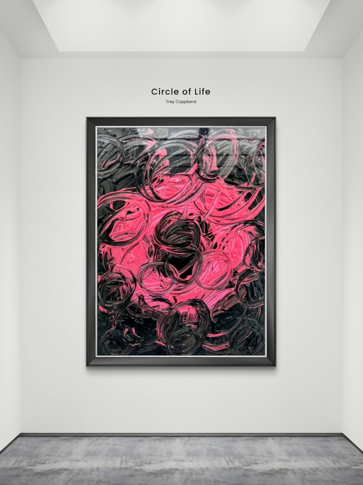 Trey Coppland, Circle of Life Abstract Painting, Pink & Black, 24+30 inch,2026