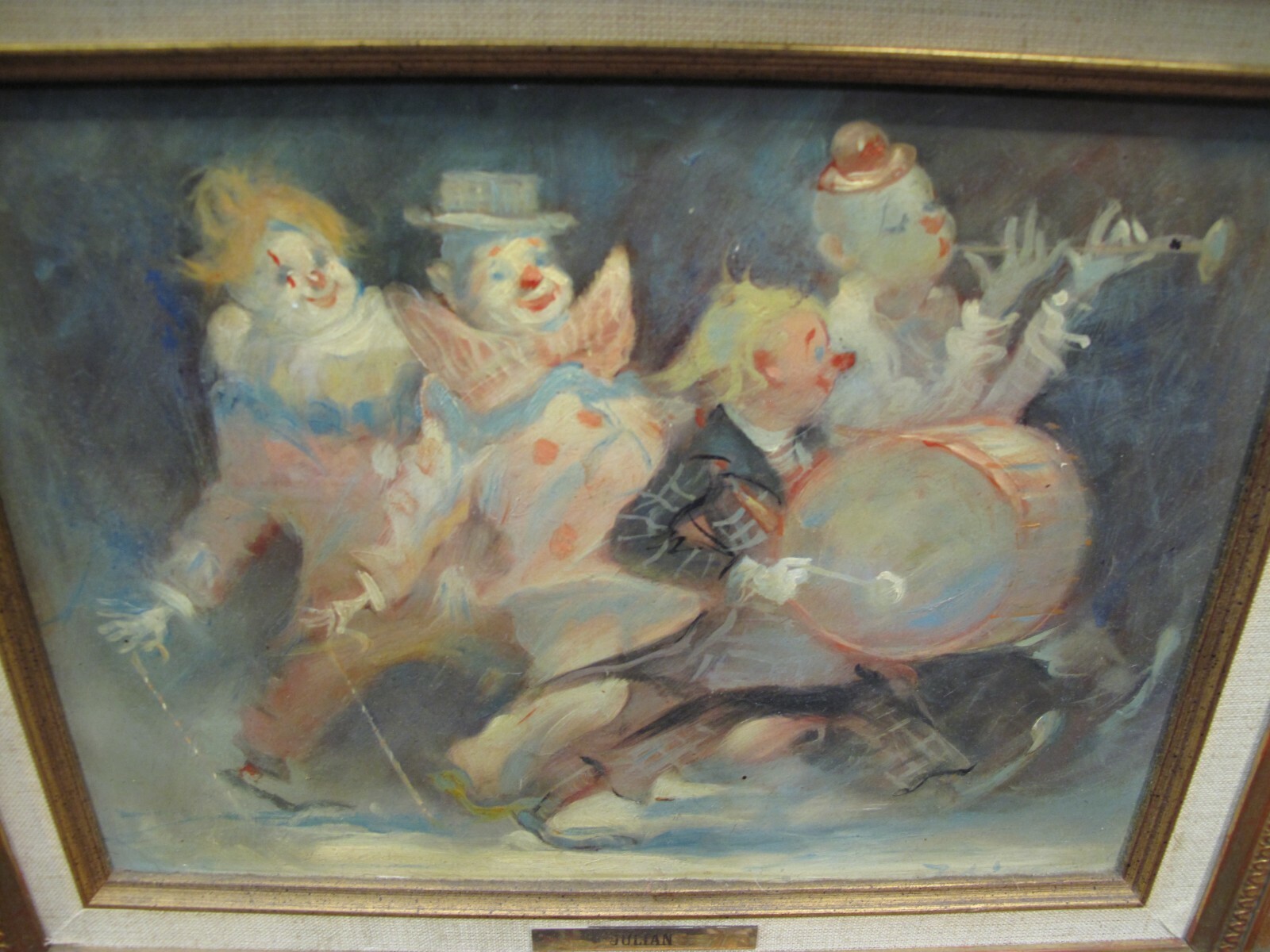 Magnificent Signed Julian Ritter Original Clown Oil Painting «Clown Band»