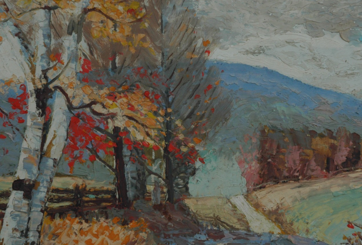 1956 Impressionist Autumnal Landscape With Birch Trees by Artist Borge Hedlund