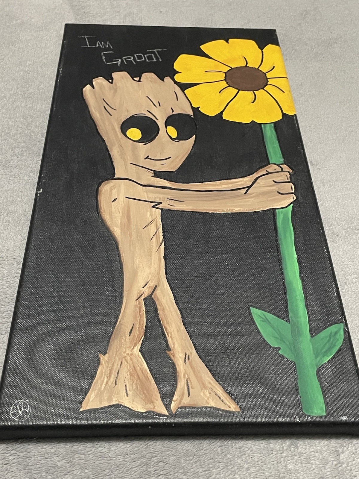 Original Hand Painted I Am Groot Acrylic Artwork Canvas 20 x 10 Marvel Art Decor