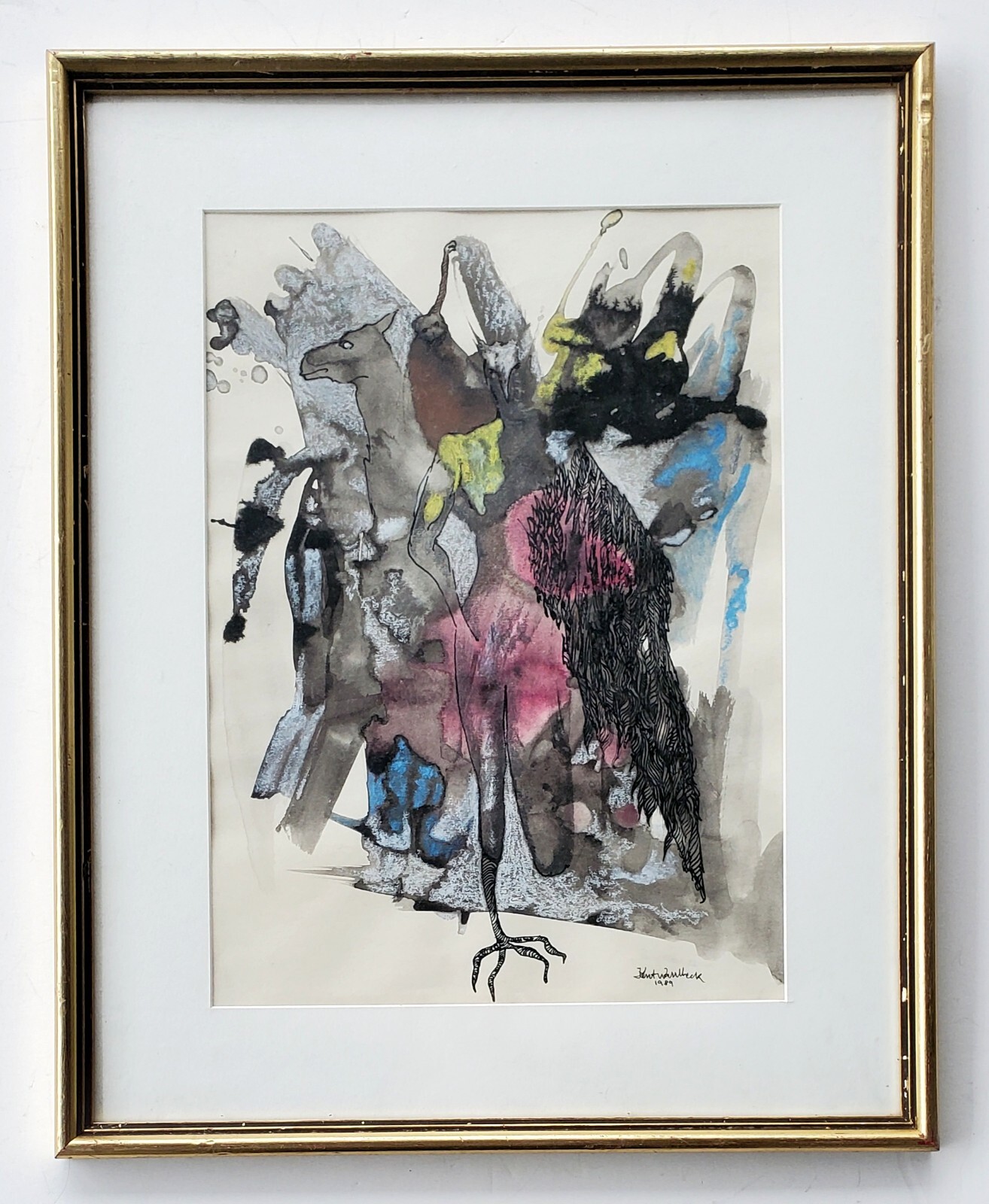 Rare 1989 Kent Wahlbeck Scandinavian Surrealist Painting – Uppsala Sweden Artist
