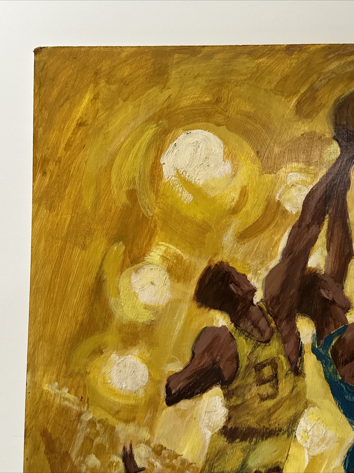 RALPH HULETT PAINTING BASKETBALL GAME PLAYERS VINTAGE LISTED FAMOUS SPORTS LARGE