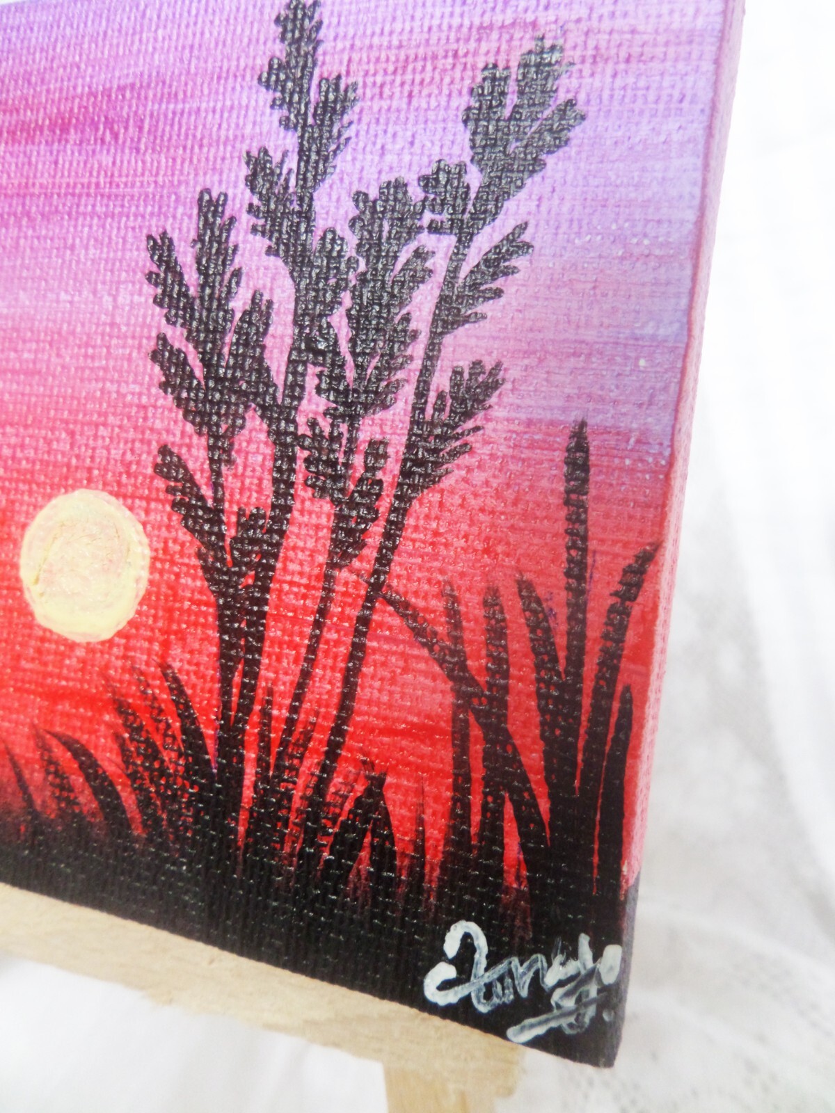 Endless Horizon Mini Display Easel stand Original Acrylic Canvas painting A050