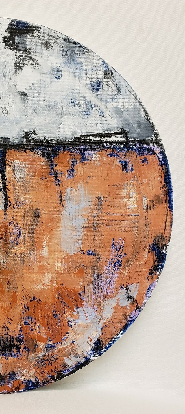 No.572 Original Abstract Modern Minimal Round Painting By K.A.Davis Art
