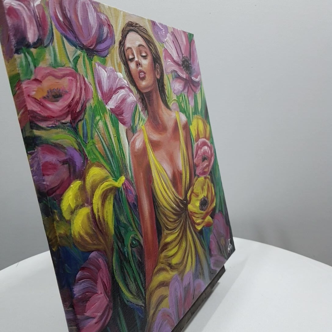 Ukraine Artist Original Acrylic Painting Woman Canvas Signed Wall Art Decor Gift