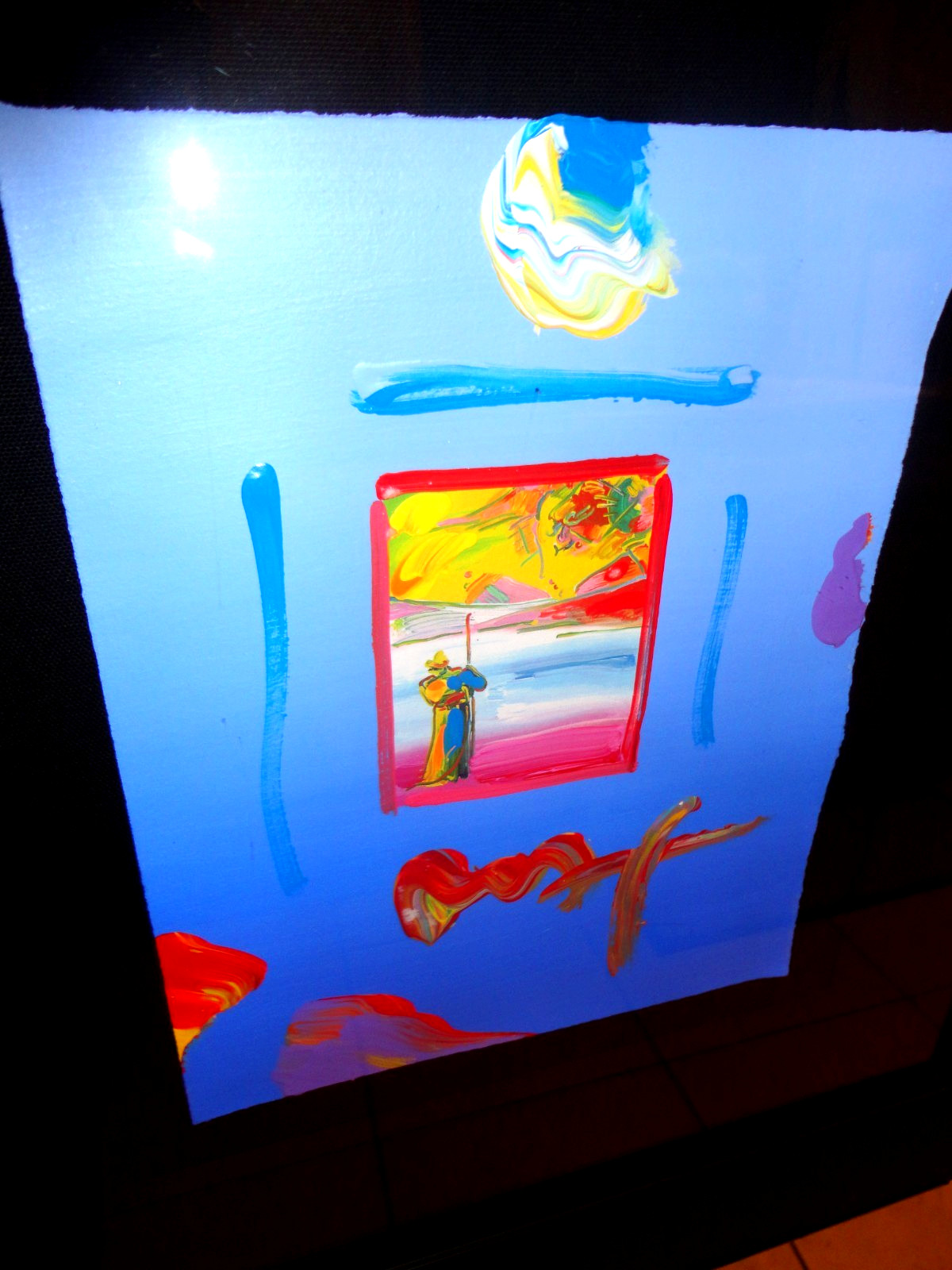 Rare Peter Max Signed «Sage & Profile» Mixed Media Acrylic on Paper