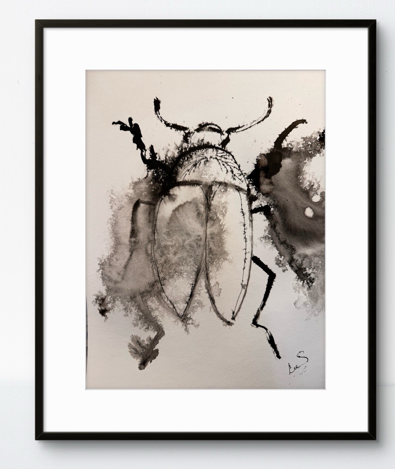 Original Art Beetle 1 9×12 Paper Abstract Painting Expressionism Nature Fine Art