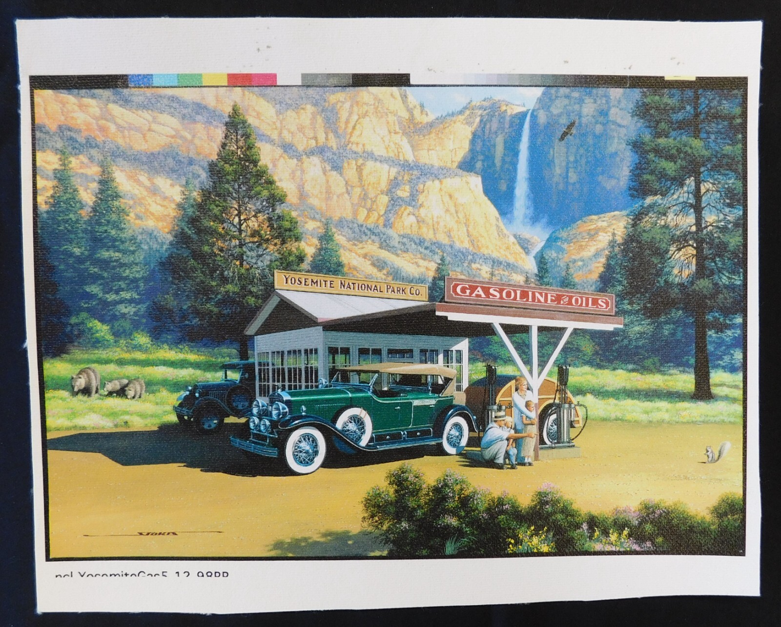 Stan Stokes – Yosemite Gas Station – Art Print On Linen 9″ x 7″