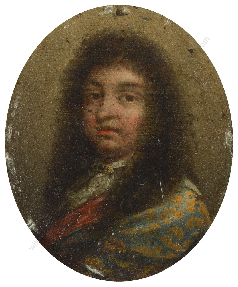 Nicolas de Largilliere-Circle «Portrait of an aristocrat», oil on copper, ca1700