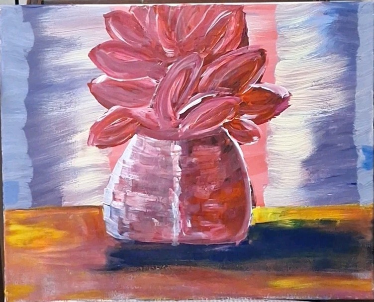 Red Plant, Acrylic Painting – 16×20 Hand Painted Artwork on Canvas
