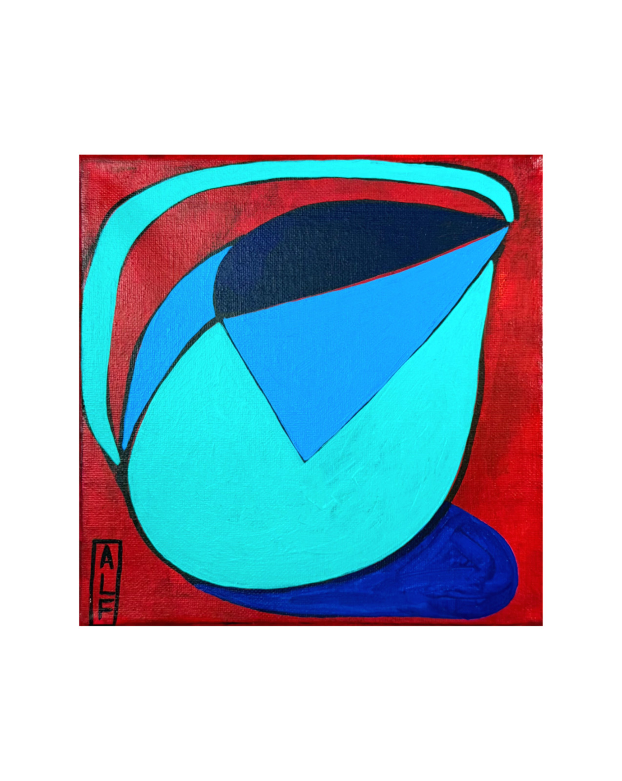 Original Modernist Cubist Still Life Acrylic Painting Canvas 8×8 Pop Wall Art