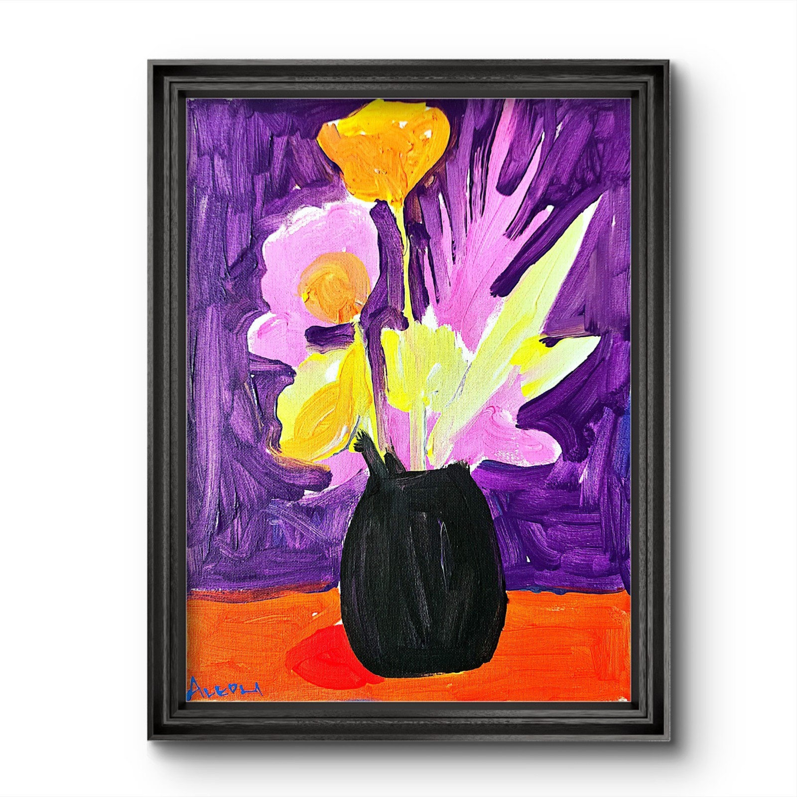 Aleph Original Art Flower 14×11 Abstract Expressionist Botanical Painting Canvas