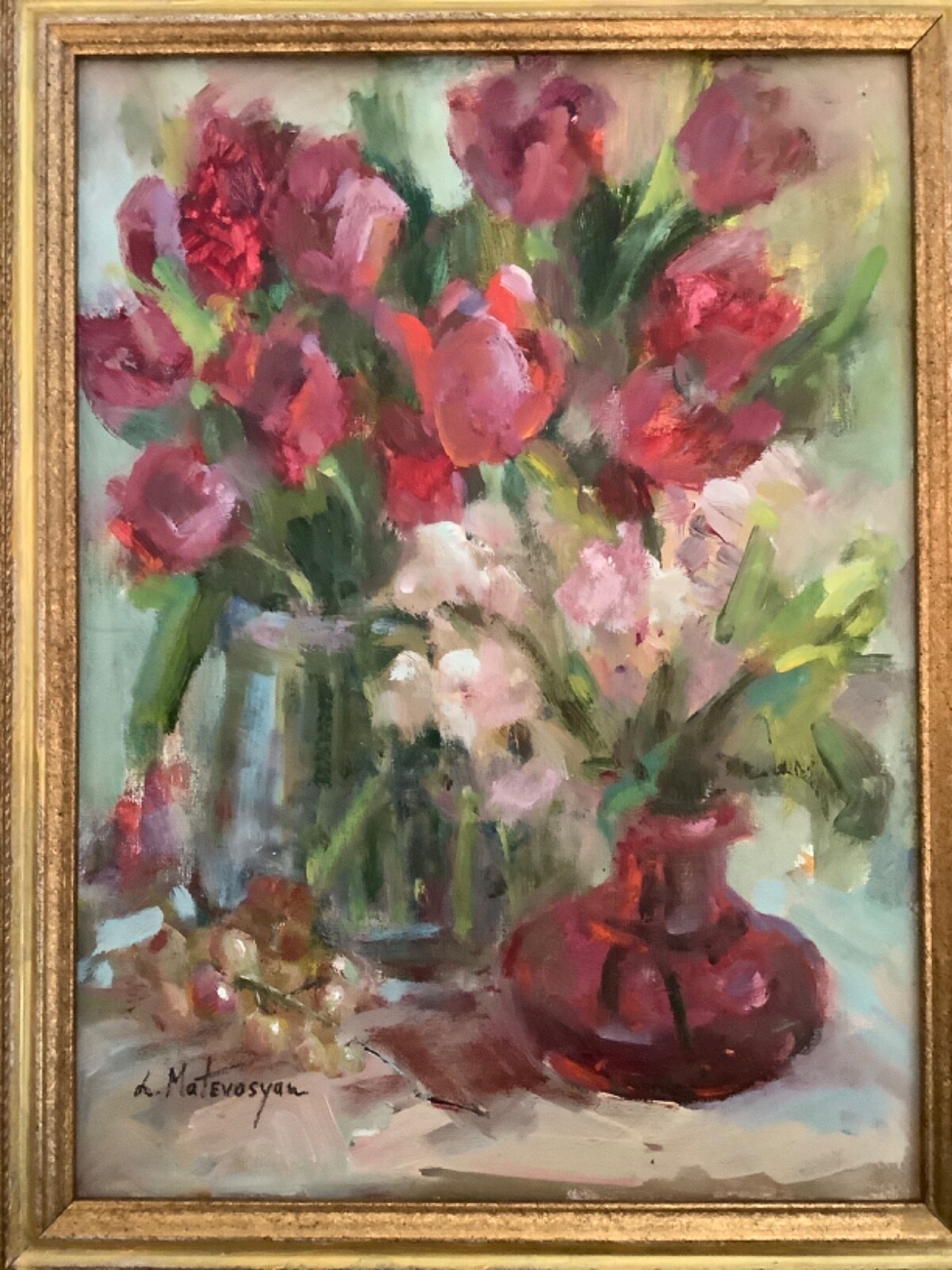 Original Framed Impressionism Oil Art Floral Still Life Signed